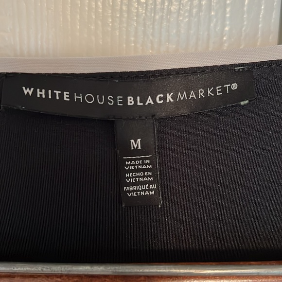 White House Black Market Black V-Neck Top with White Trim - Picture 3 of 5